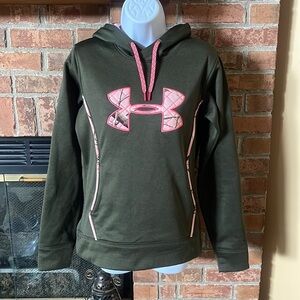 Under Armour Green Semi-Fitted Hoodie w/ Pink Camo
